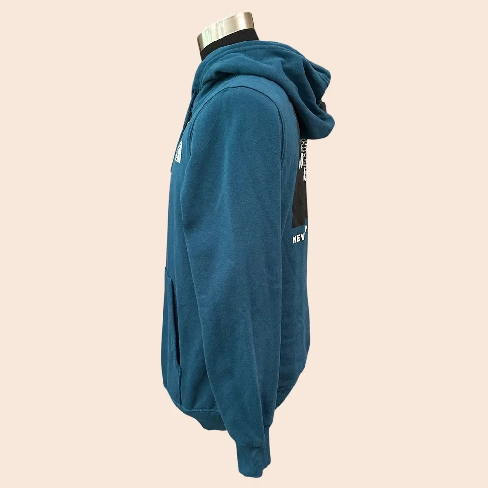 The North Face Box Cotton Blend Logo Print Standard Fit Hoodie Color Blue Mens M